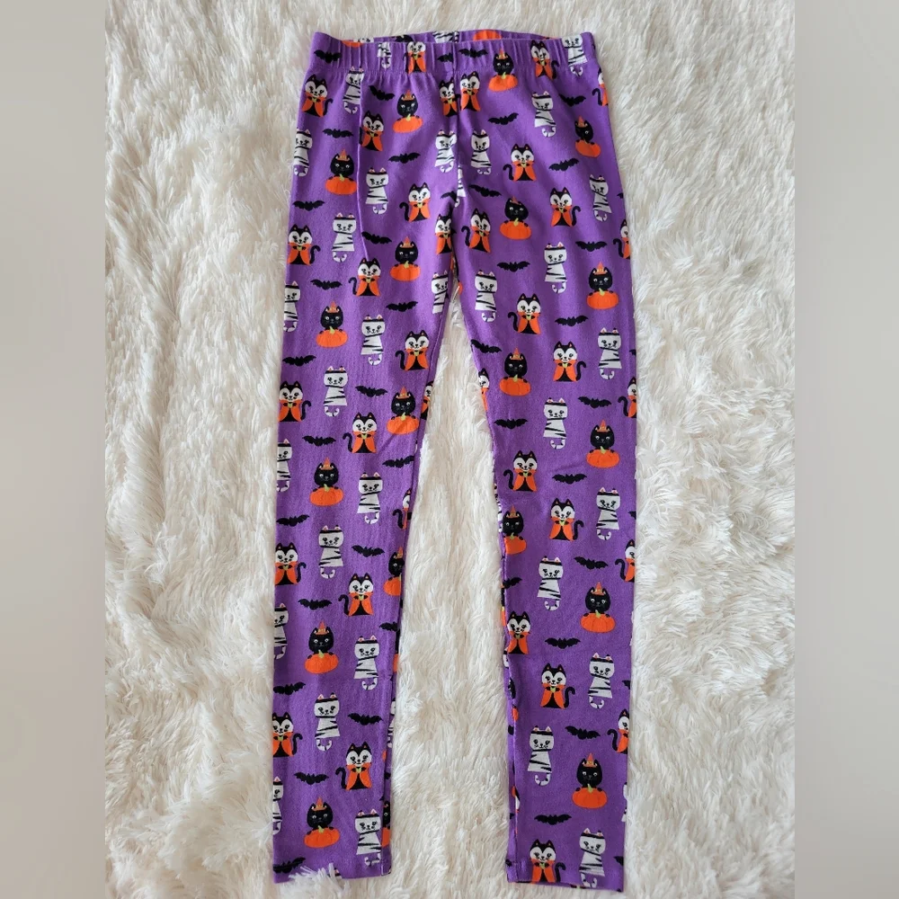 Gymboree Halloween Purple Kitty Outfit Short Sleeve Tee, Leggings Girls Size 12